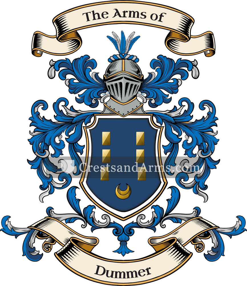 The Dummer coat of arms, drawn from the recorded blazon