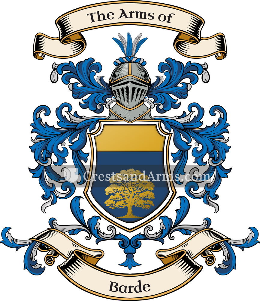 The Barde coat of arms, drawn from the recorded blazon