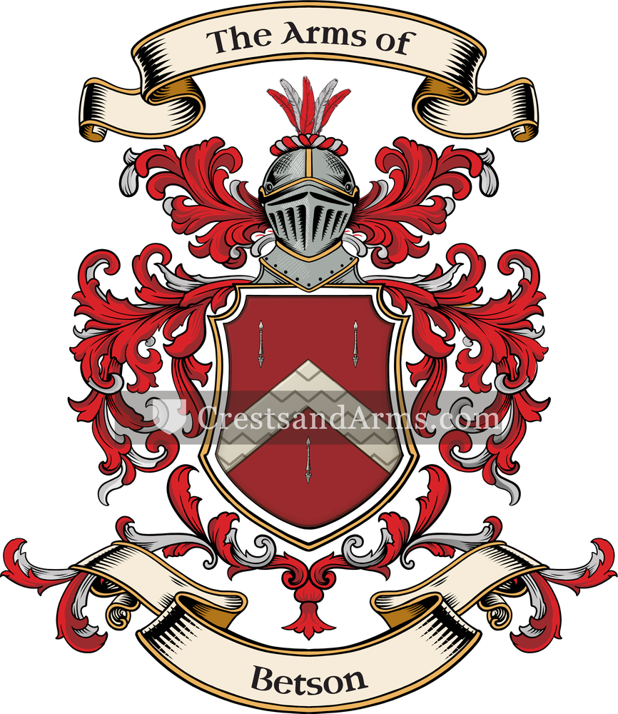 The Betson coat of arms, drawn from the recorded blazon