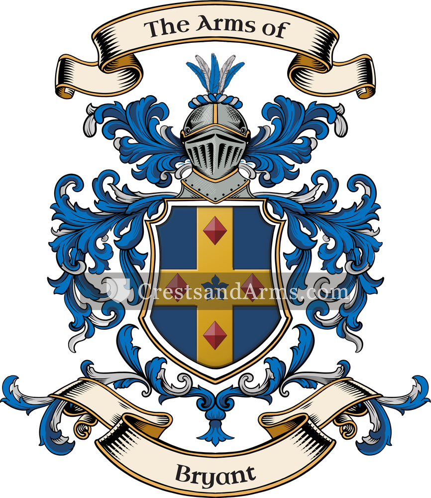 The Bryant coat of arms, drawn from the recorded blazon