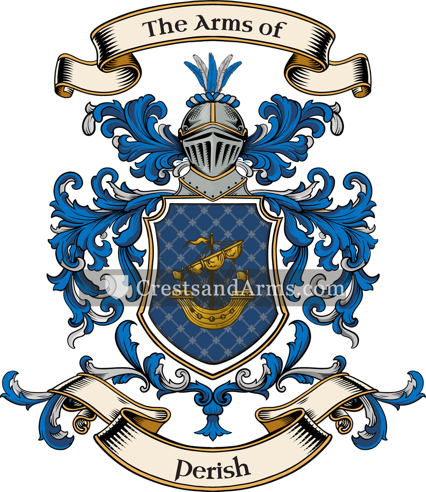 The Perish coat of arms, drawn from the recorded blazon