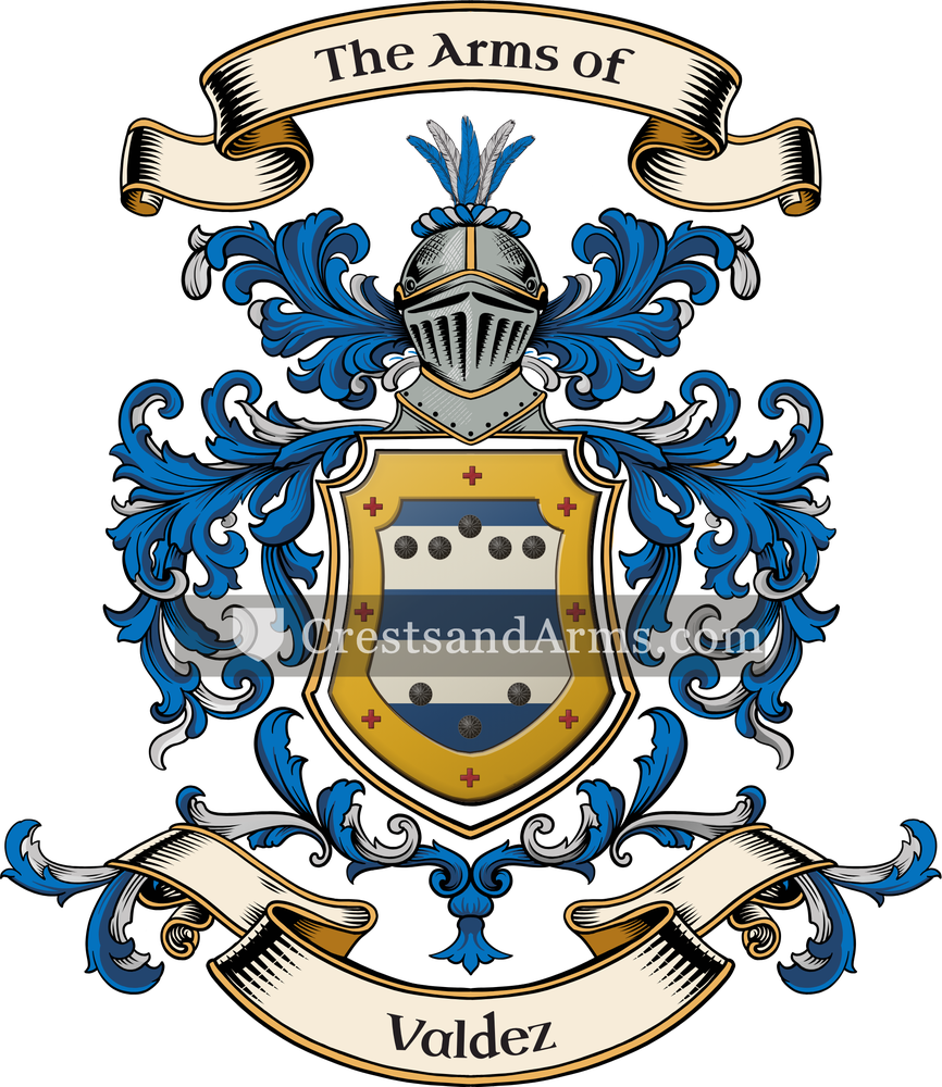 The Valdez coat of arms, drawn from the recorded blazon