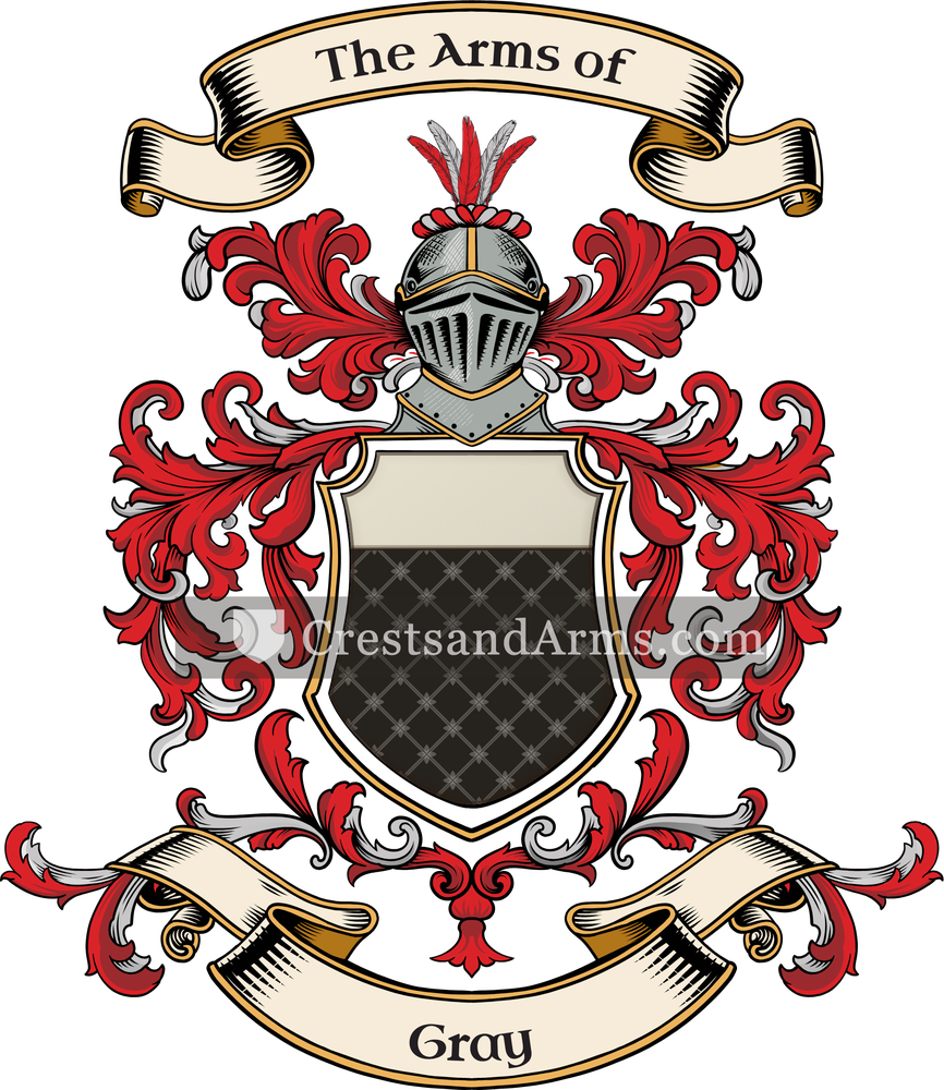 The Gray coat of arms, drawn from the recorded blazon