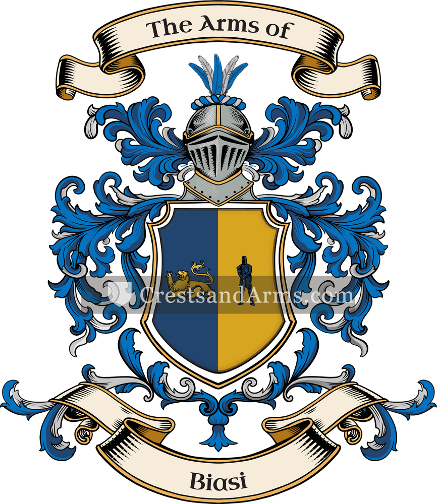 The Biasi coat of arms, drawn from the recorded blazon