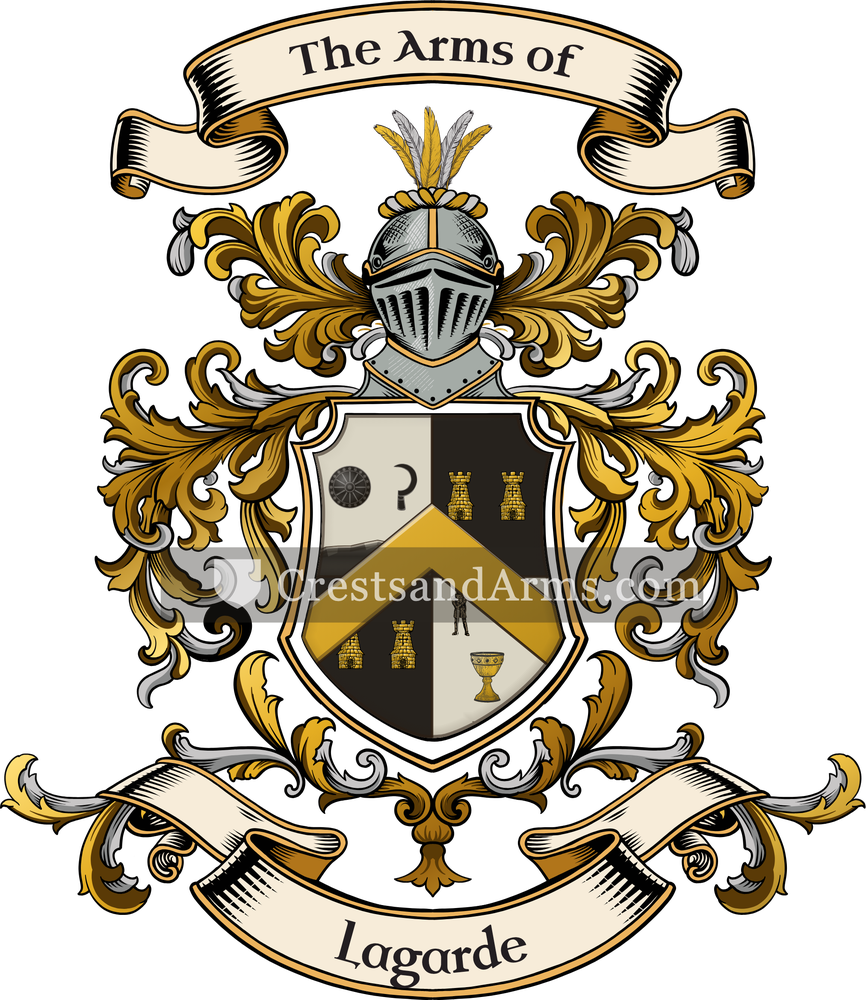 The Lagarde coat of arms, drawn from the recorded blazon