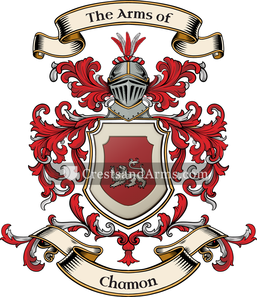 The Chamon coat of arms, drawn from the recorded blazon
