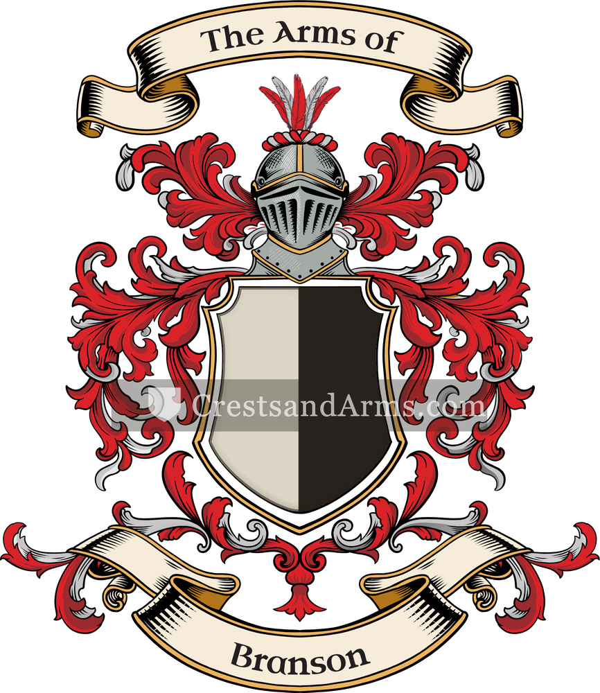 The Branson coat of arms, drawn from the recorded blazon