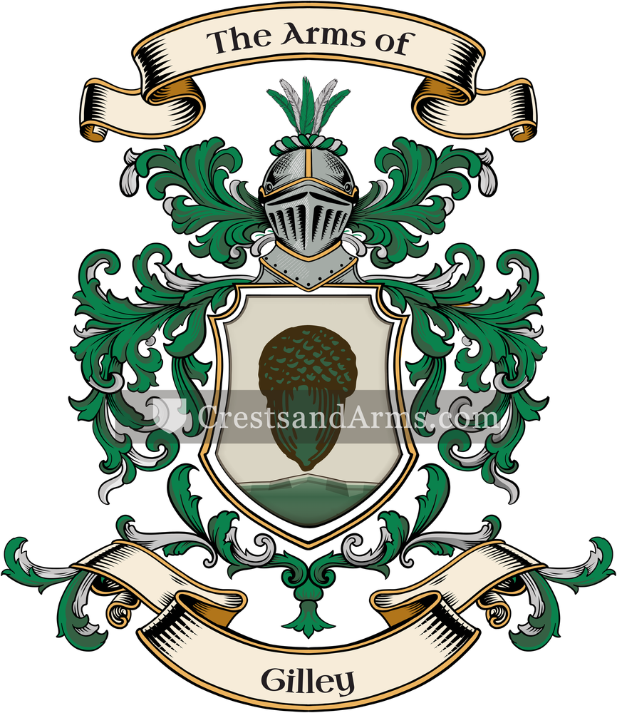 The Gilley coat of arms, drawn from the recorded blazon