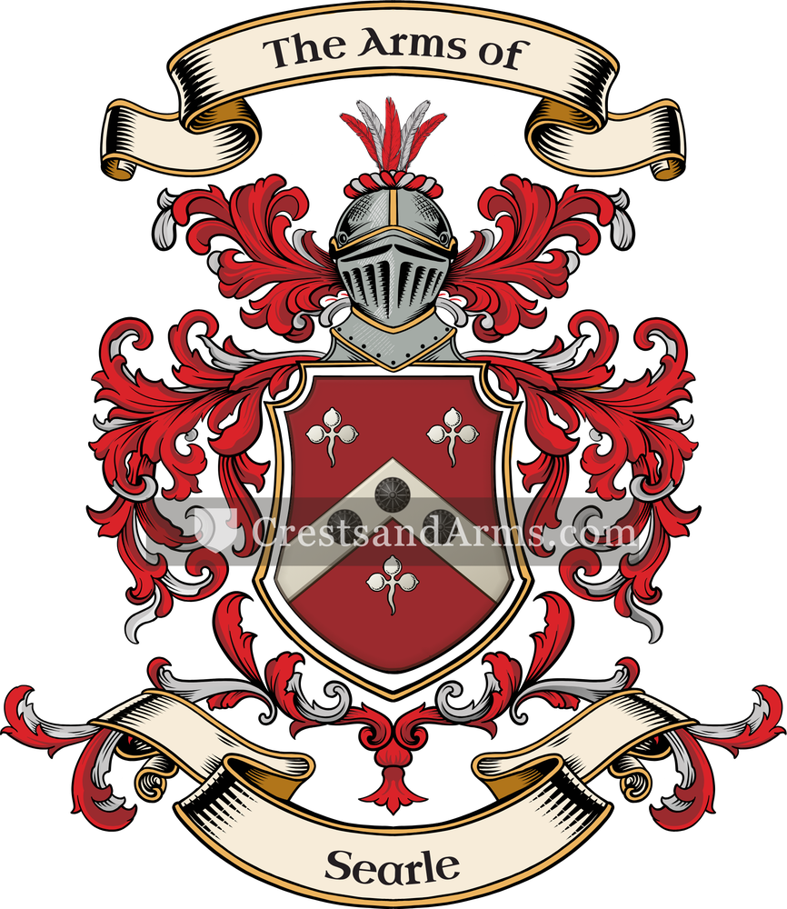 The Searle coat of arms, drawn from the recorded blazon