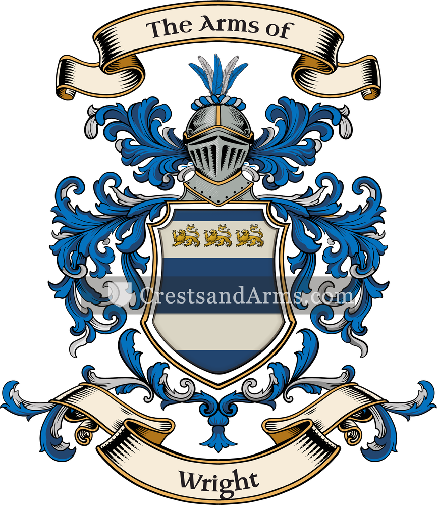 The Wright coat of arms, drawn from the recorded blazon