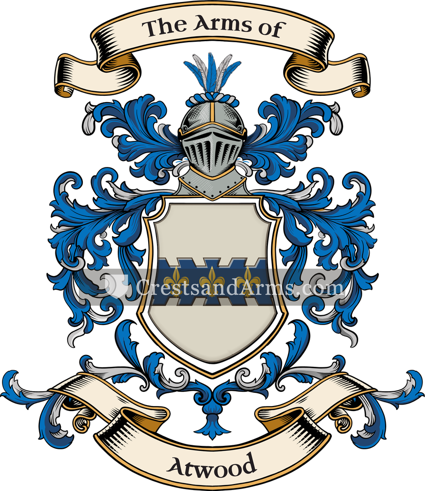 The Atwood coat of arms, drawn from the recorded blazon