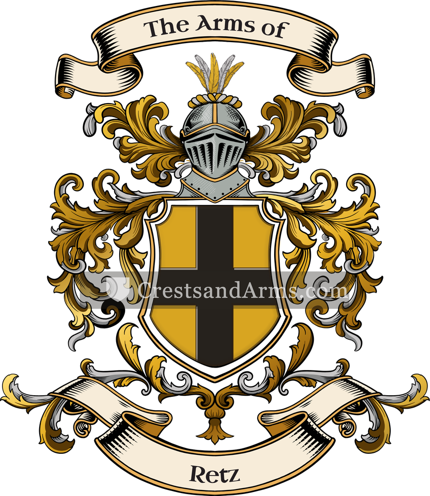 The Retz coat of arms, drawn from the recorded blazon