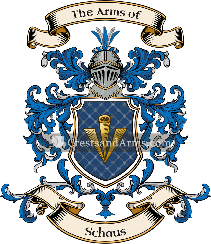 The Schaus coat of arms, drawn from the recorded blazon