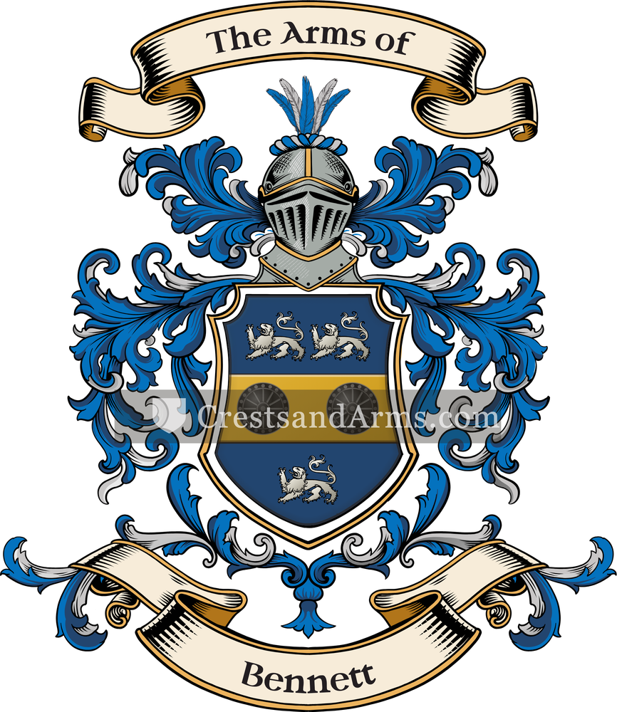 The Bennett coat of arms, drawn from the recorded blazon