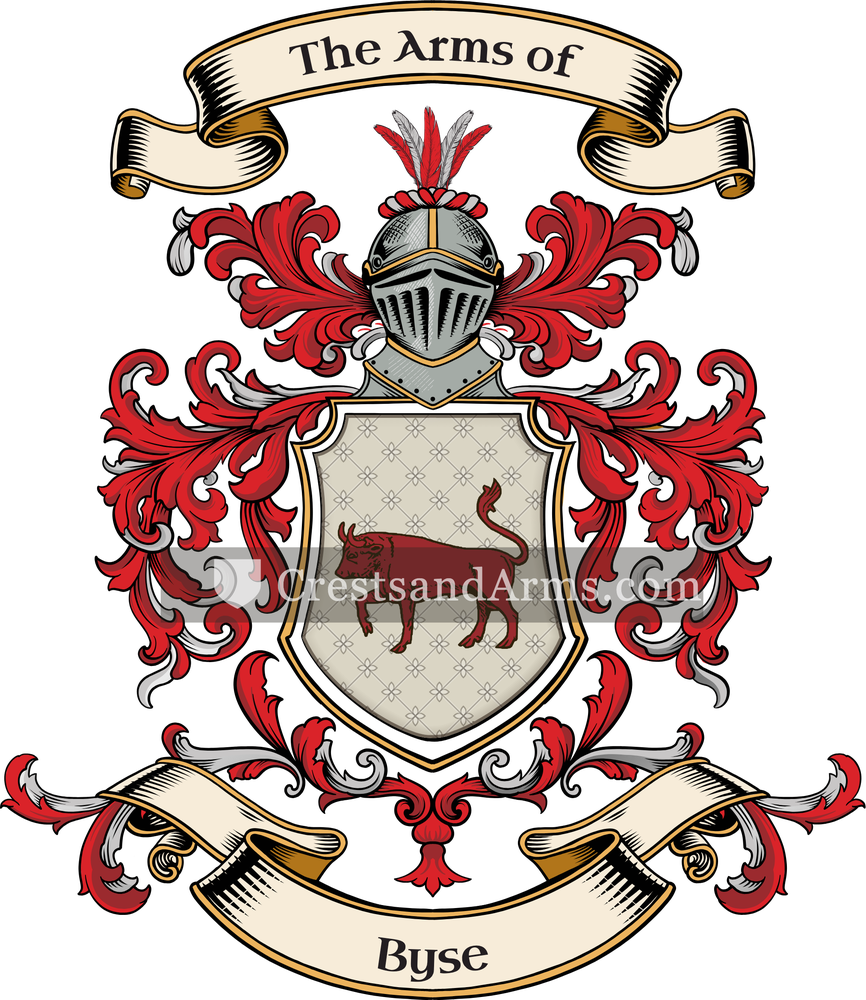 The Byse coat of arms, drawn from the recorded blazon