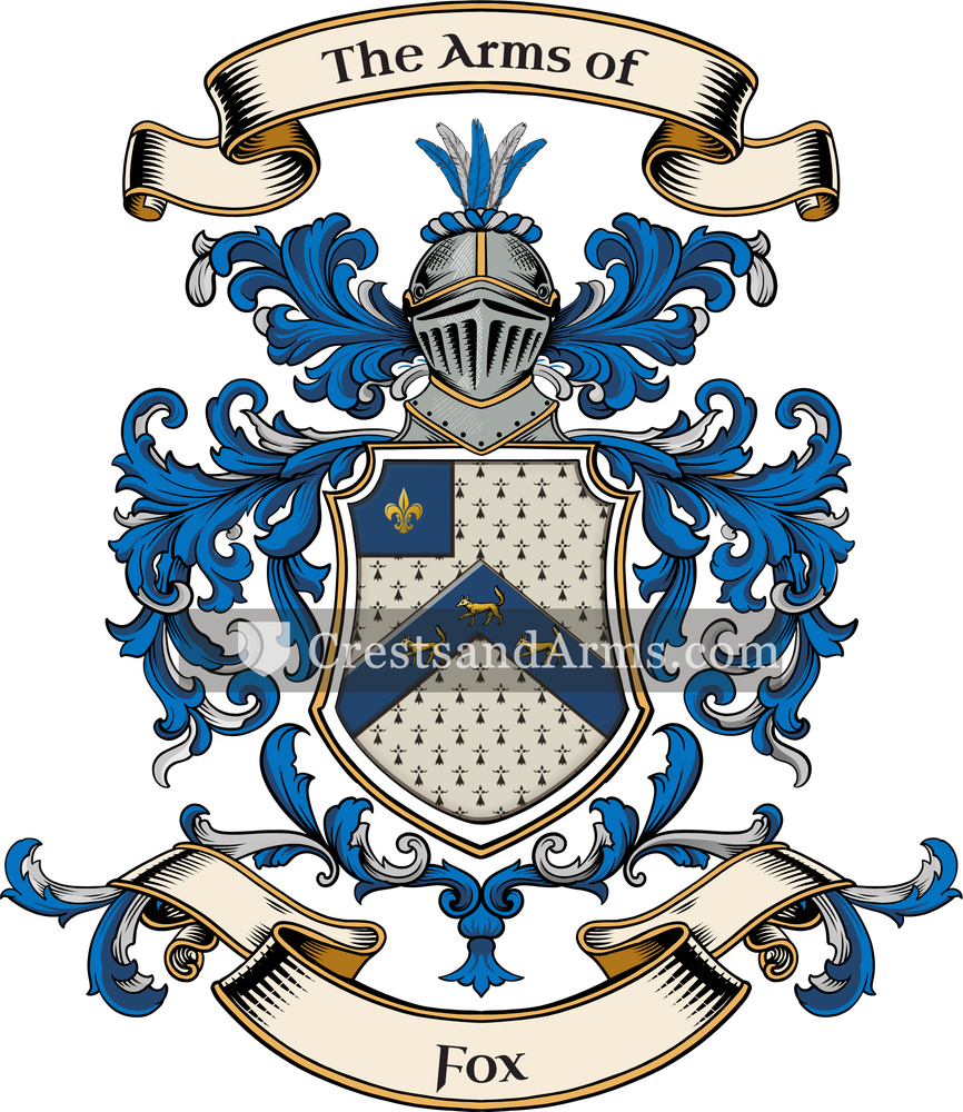 The Fox coat of arms, drawn from the recorded blazon