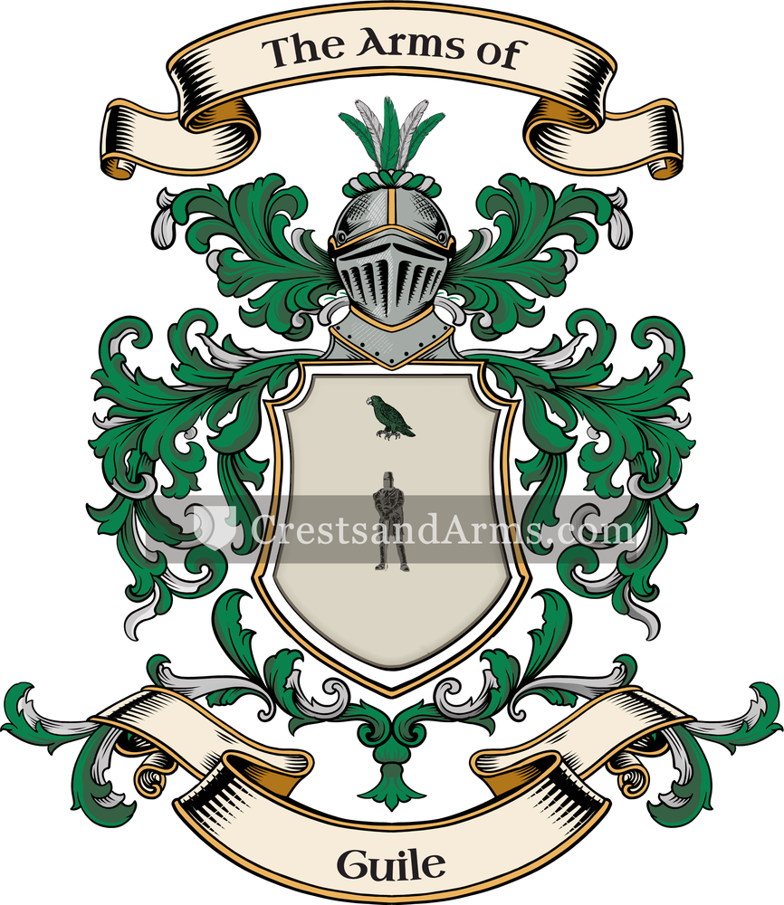 The Guile coat of arms, drawn from the recorded blazon