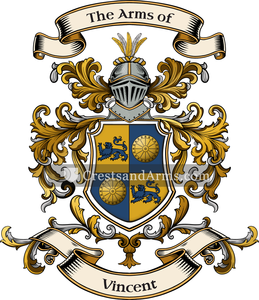 The Vincent coat of arms, drawn from the recorded blazon