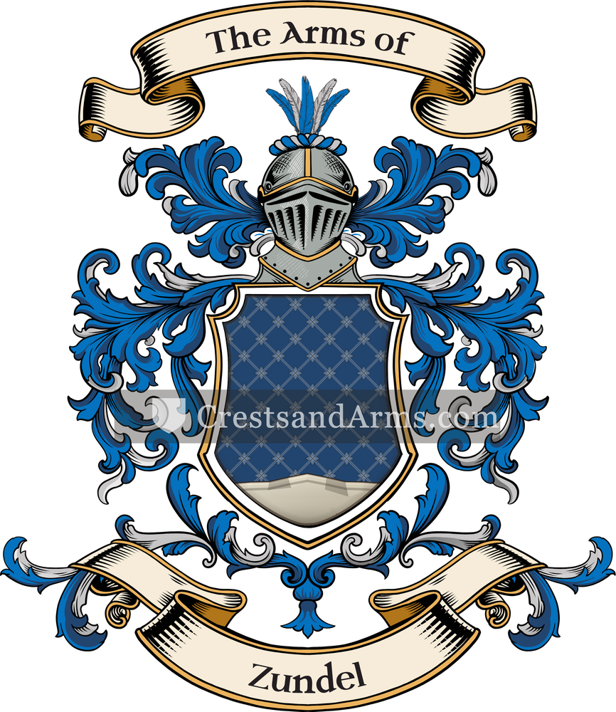 The Zundel coat of arms, drawn from the recorded blazon
