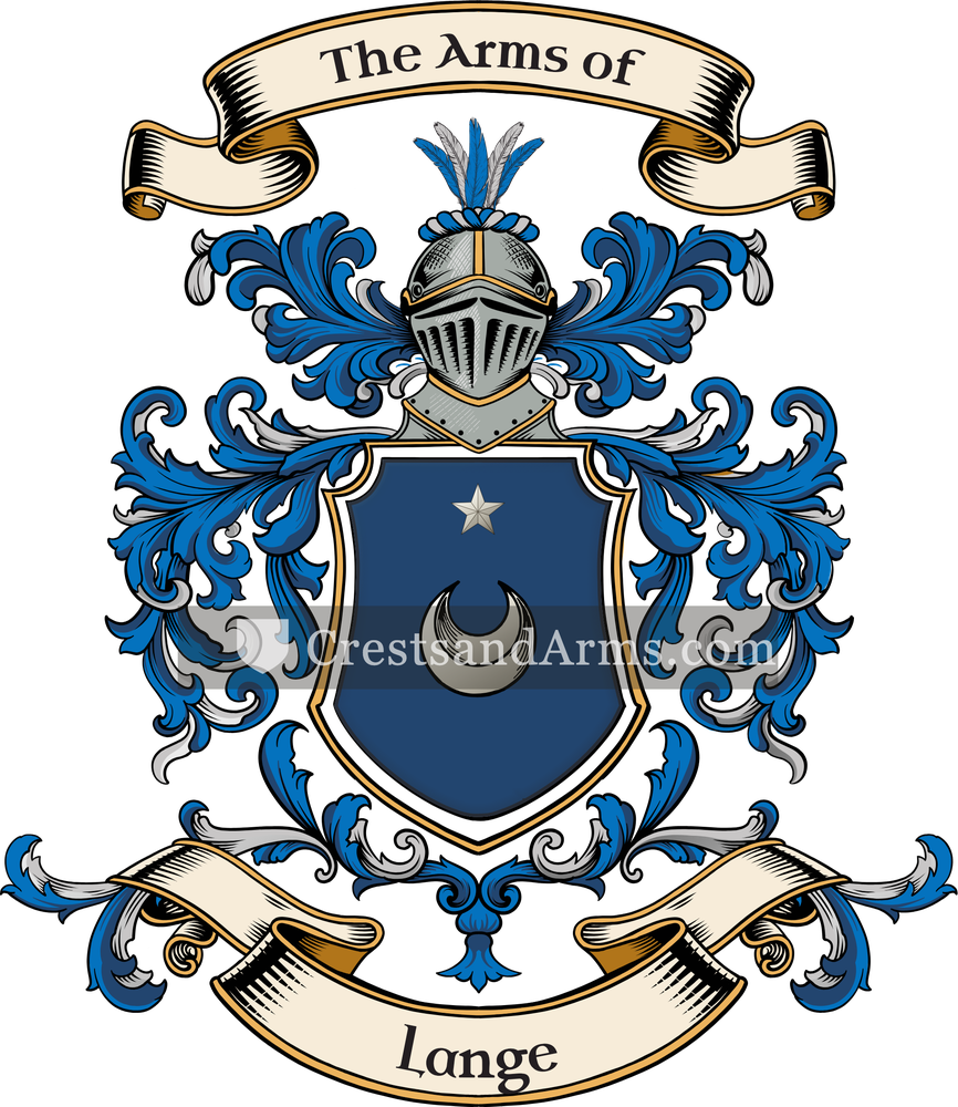 The Lange coat of arms, drawn from the recorded blazon