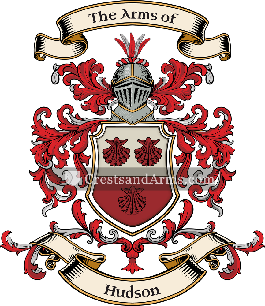 The Hudson coat of arms, drawn from the recorded blazon