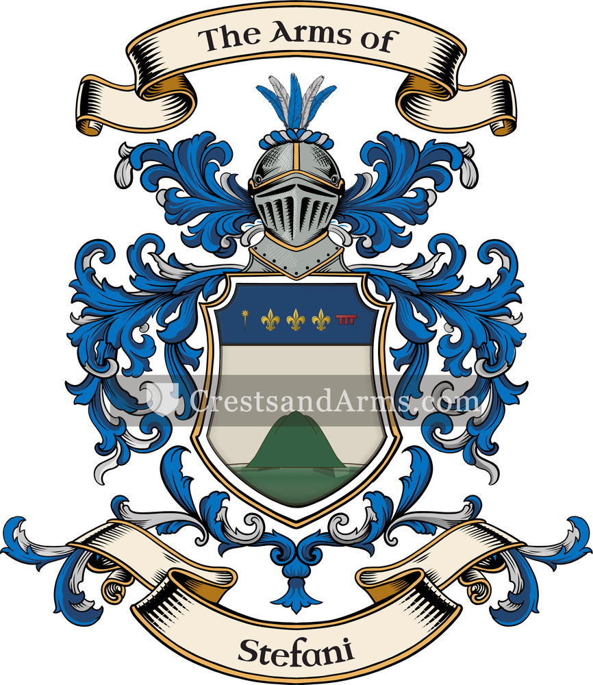 The Stefani coat of arms, drawn from the recorded blazon