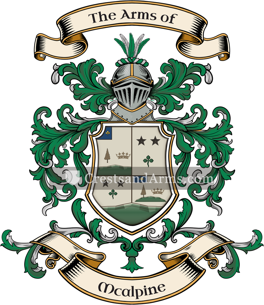 The Mcalpine coat of arms, drawn from the recorded blazon