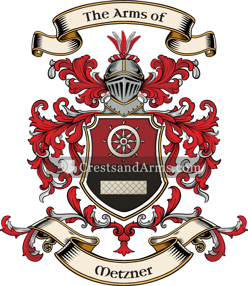 The Metzner coat of arms, drawn from the recorded blazon