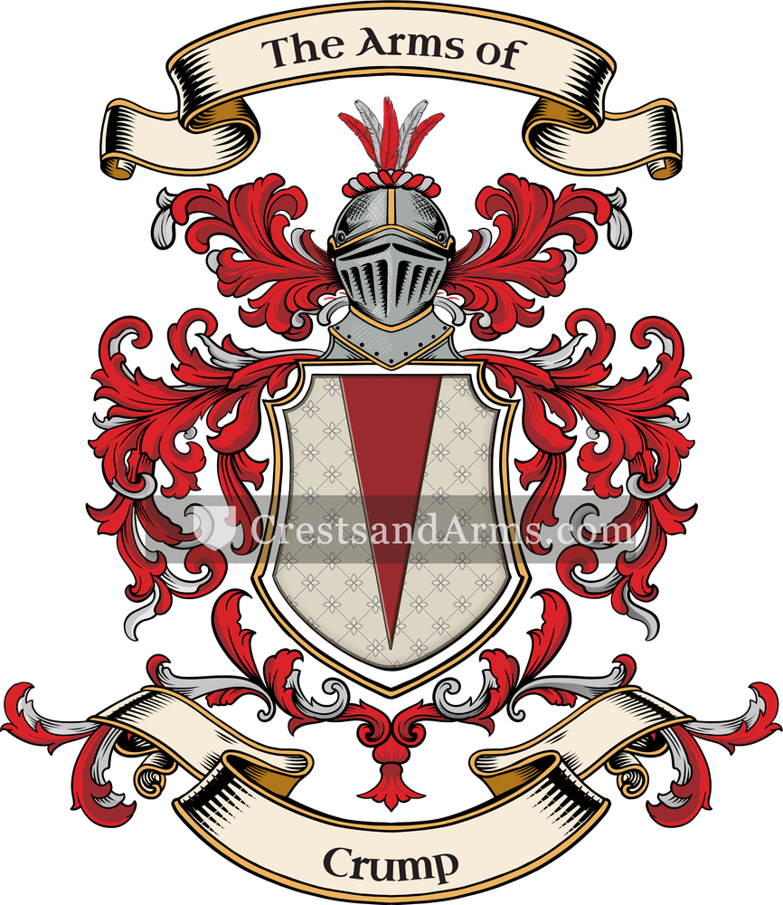 The Crump coat of arms, drawn from the recorded blazon