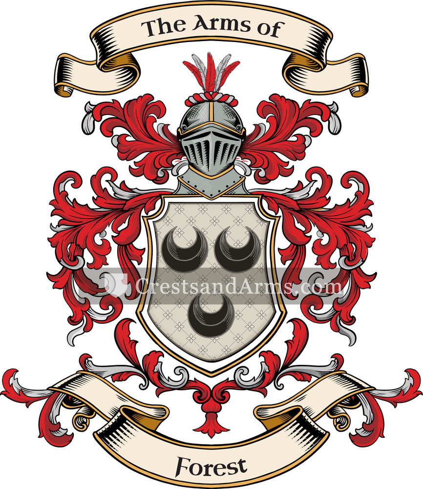 The Forest coat of arms, drawn from the recorded blazon