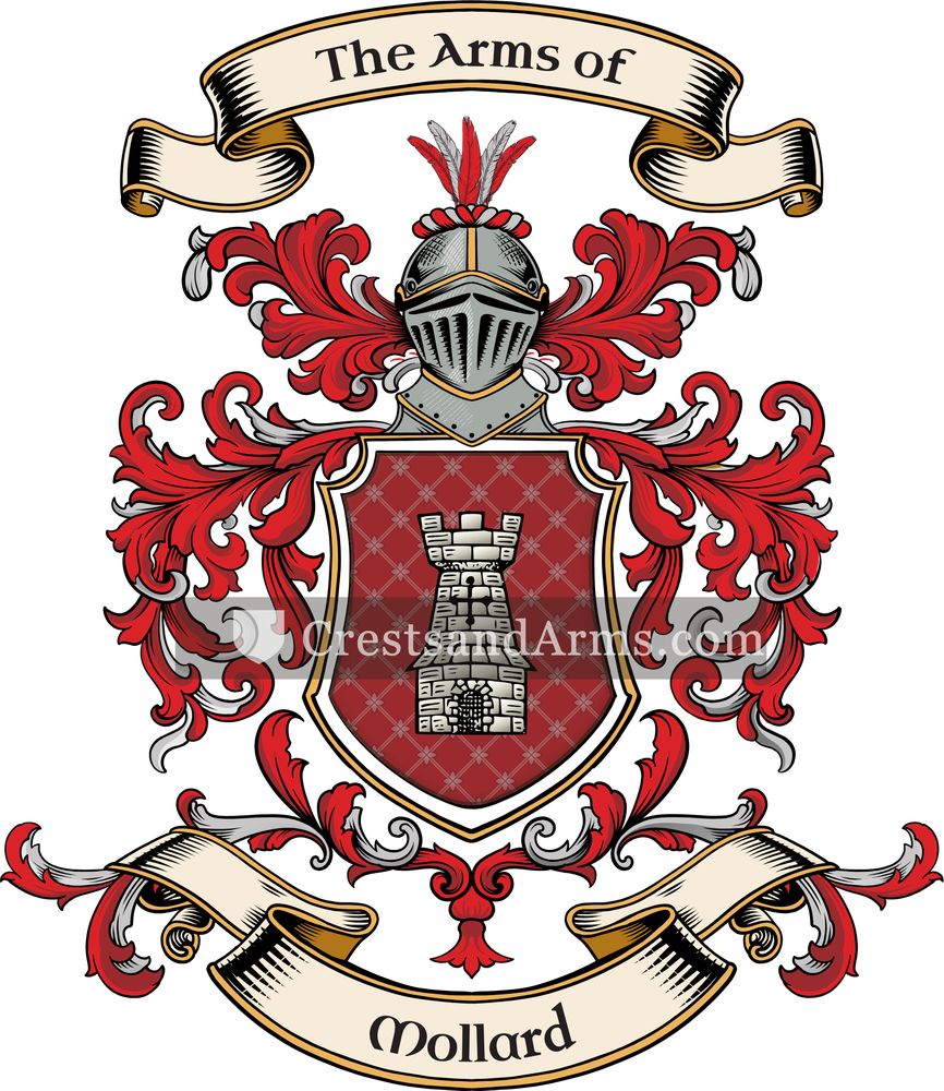 The Mollard coat of arms, drawn from the recorded blazon