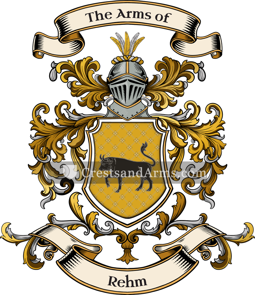 The Rehm coat of arms, drawn from the recorded blazon