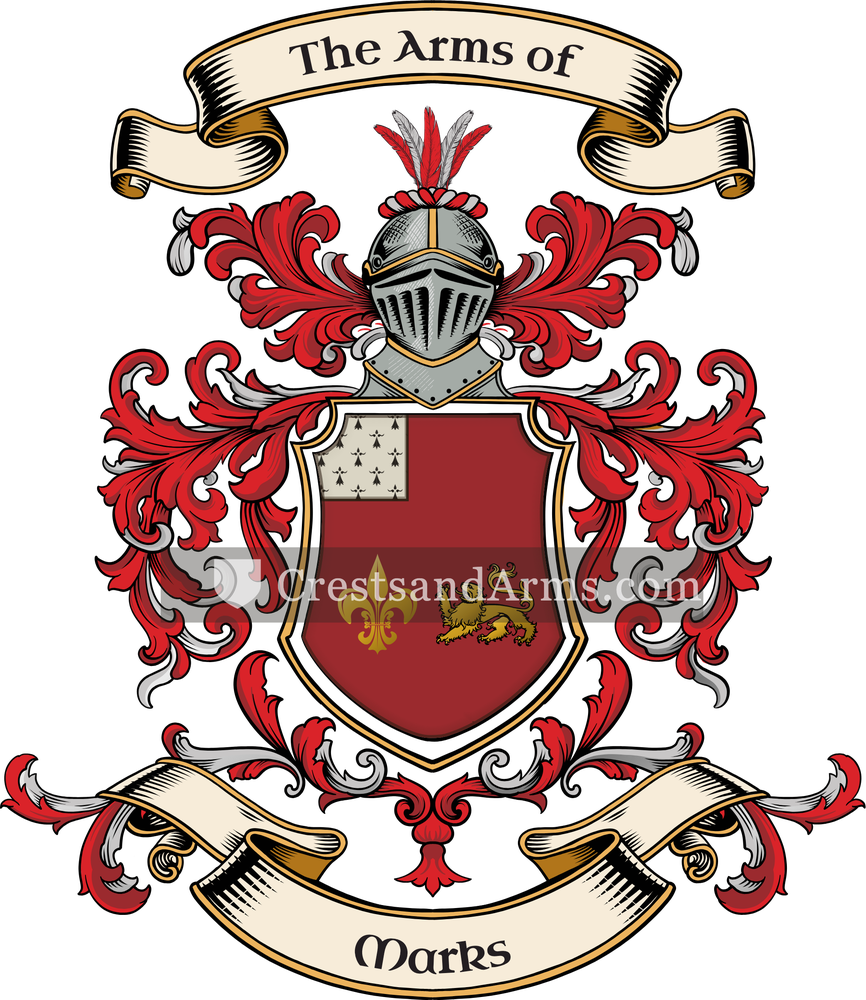 The Marks coat of arms, drawn from the recorded blazon