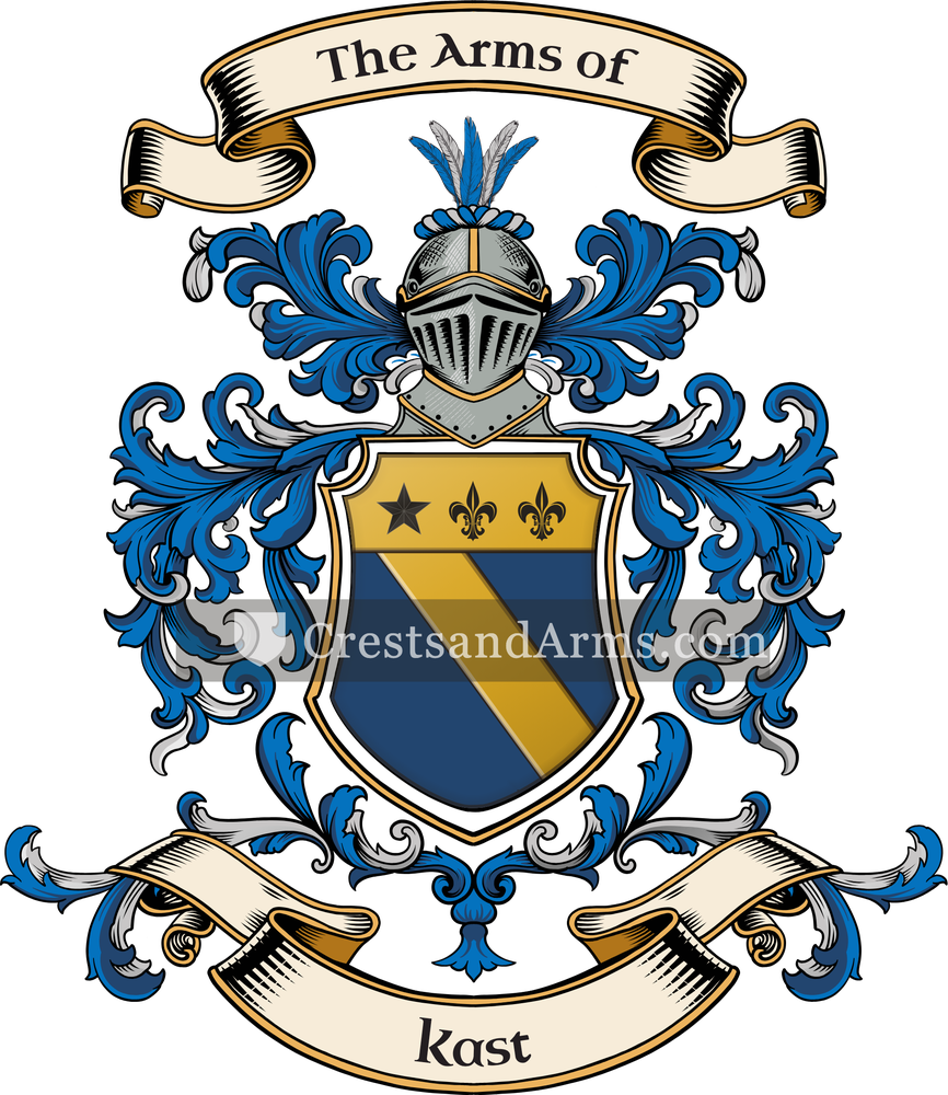 The Kast coat of arms, drawn from the recorded blazon