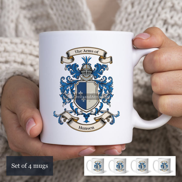 The Hansen arms on the set of 4 mugs