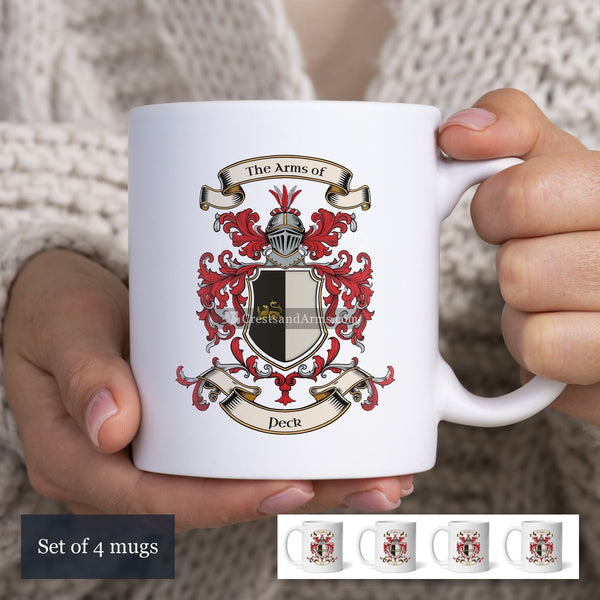The Peck arms on the set of 4 mugs