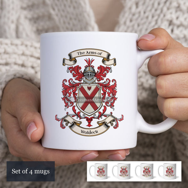 The Waldeck arms on the set of 4 mugs