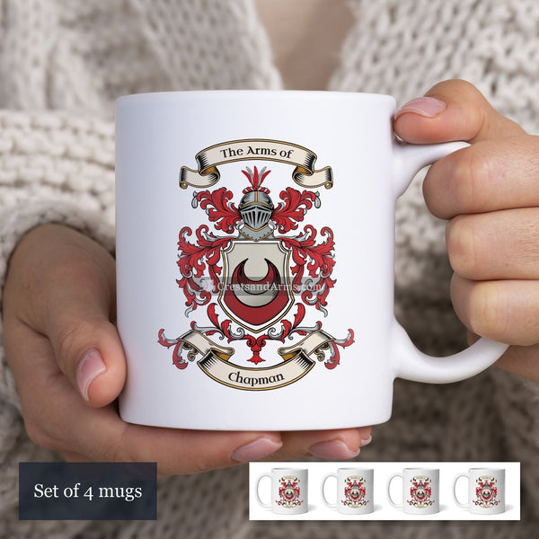 The Chapman arms on the set of 4 mugs