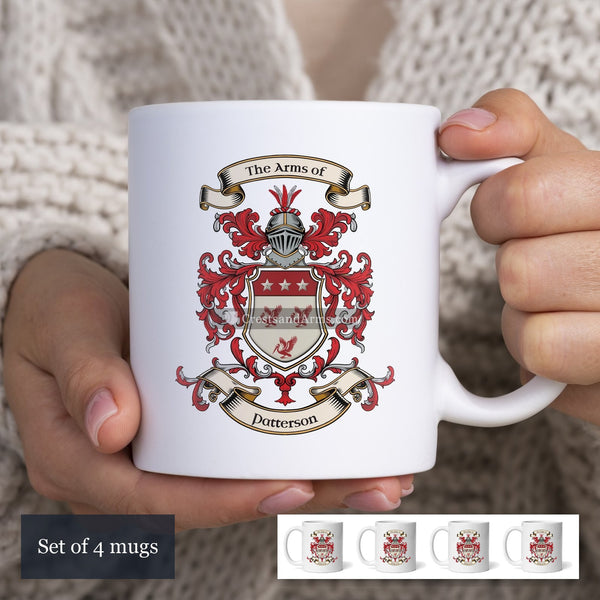 The Patterson arms on the set of 4 mugs