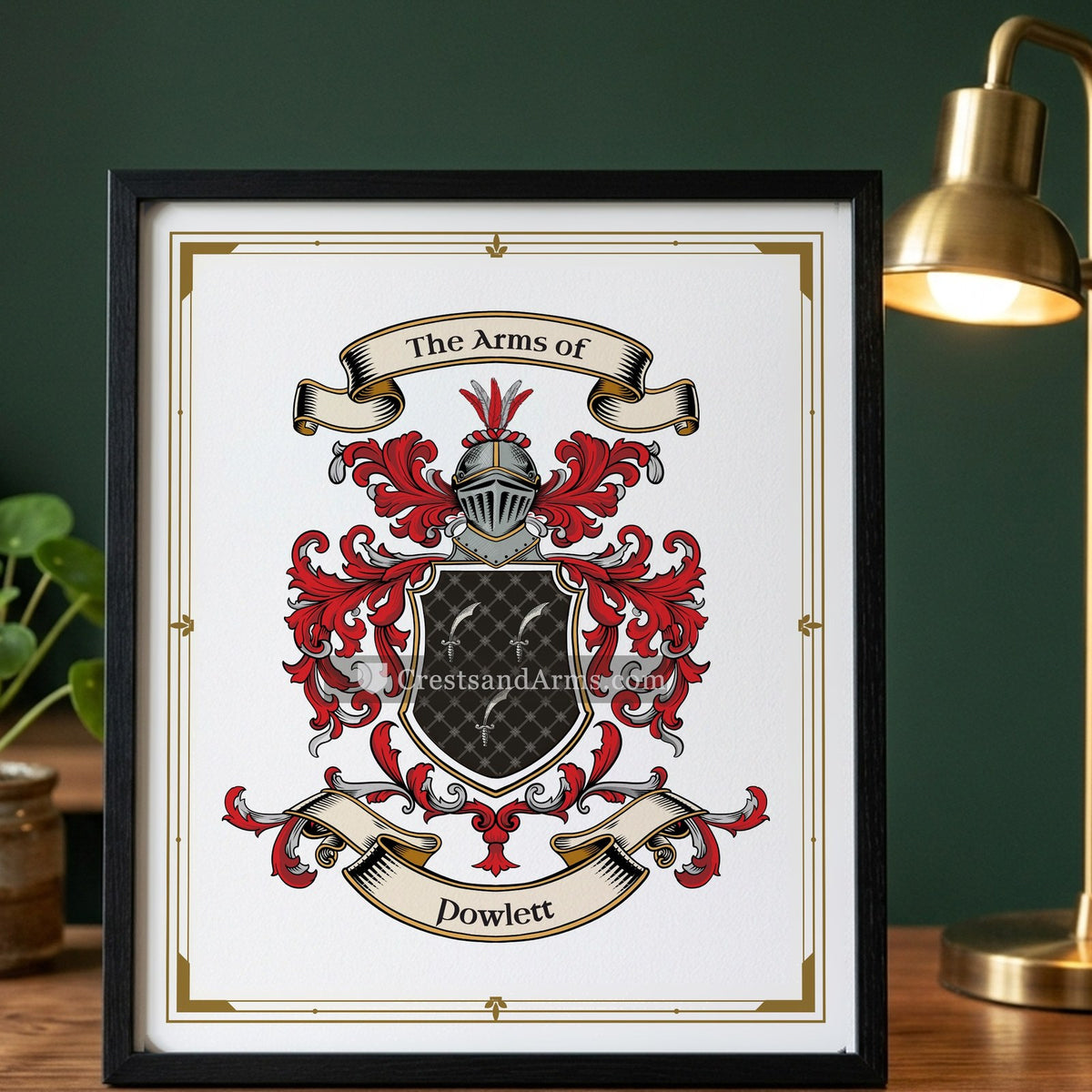 The Powlett coat of arms on the framed print