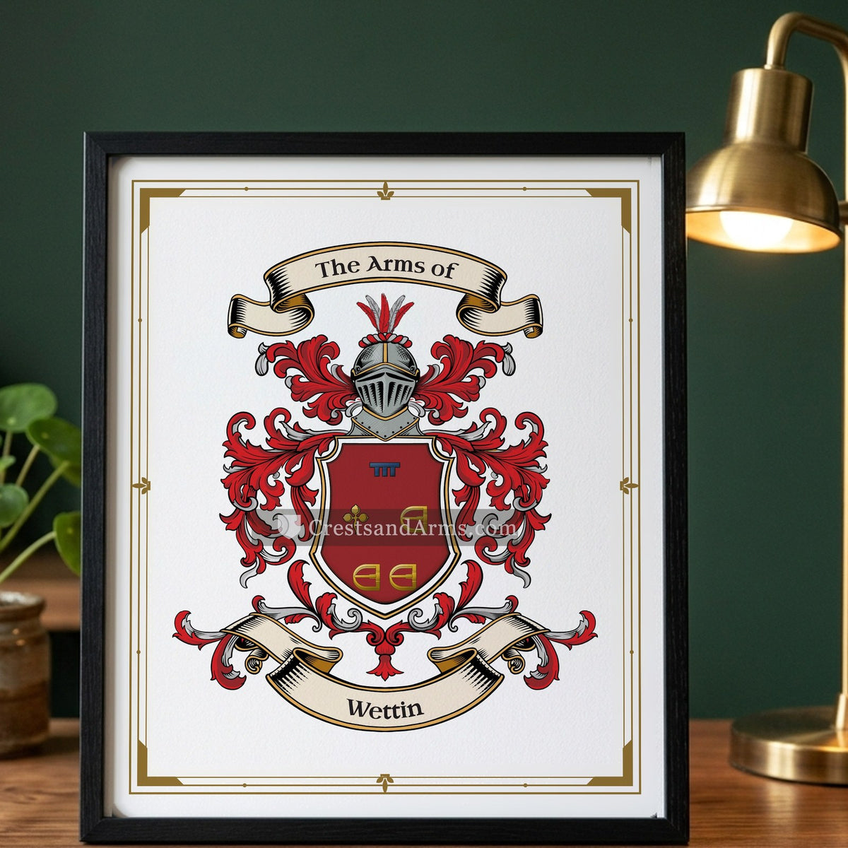 The Wettin arms on the framed, black wood