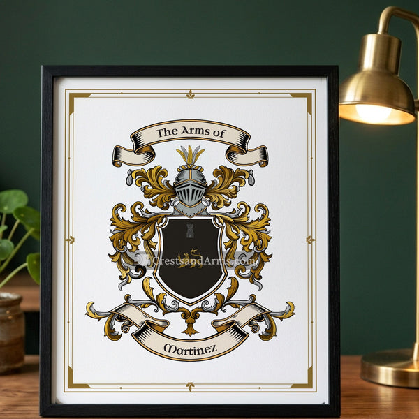 The Martinez arms on the framed, black wood