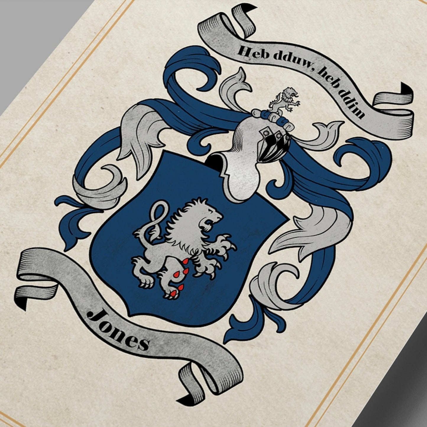 Research + Family Crest Print (Parchment - NO FRAME)